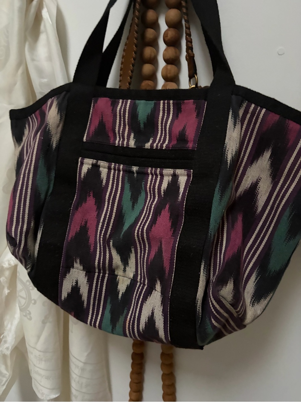 Isabel Marant Ikat Stripe Tote - Pink, Teal & Black